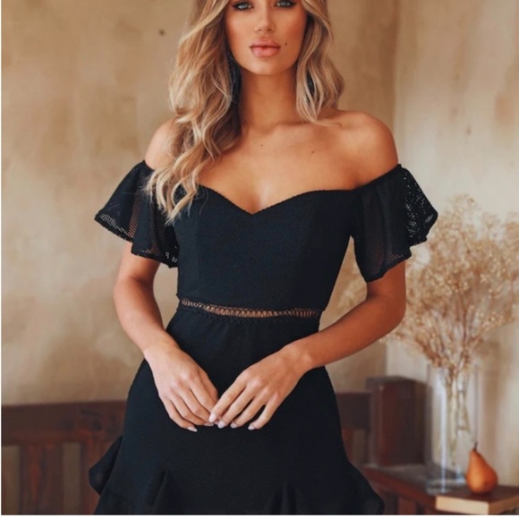 Hello Molly ruffle net black dress - Picture 1 of 10